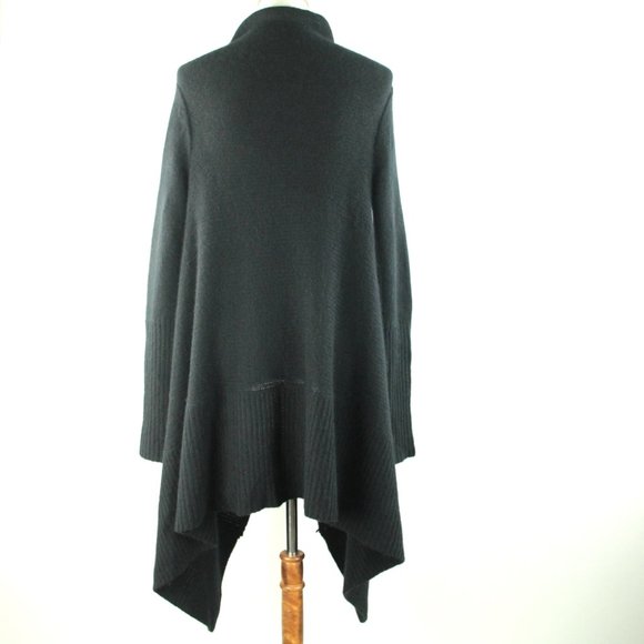 Zadig & Voltaire Deluxe Cambi Black Cashmere Asymmetrical Sweater Cardigan L - Picture 4 of 6